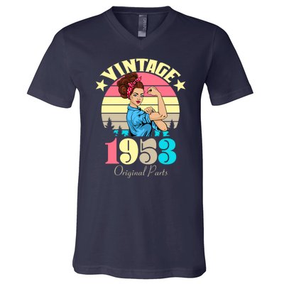 Vintage Rosie The Riveter 1953 Original Parts 70th Birthday V-Neck T-Shirt