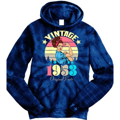 Vintage Rosie The Riveter 1953 Original Parts 70th Birthday Tie Dye Hoodie