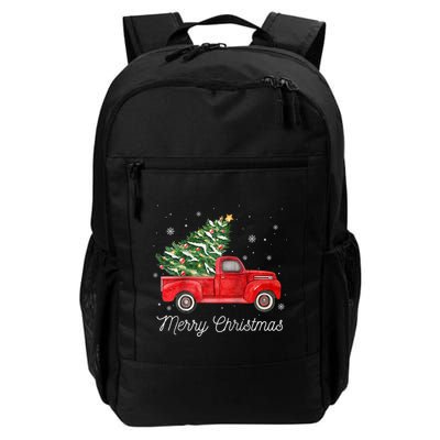 Vintage Red Truck With Merry Christmas Tree Raglan Baseball Backpack