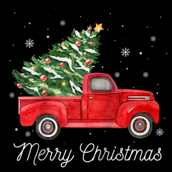 Vintage Red Truck With Merry Christmas Tree Raglan Baseball Backpack