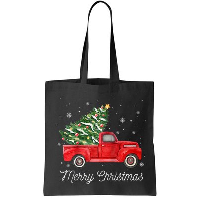 Vintage Red Truck With Merry Christmas Tree Raglan Baseball Bag