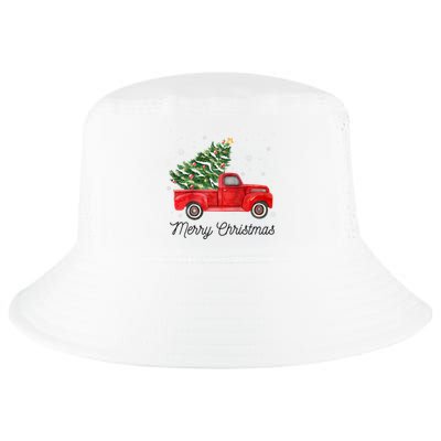 Vintage Red Truck With Merry Christmas Tree Raglan Baseball Cool Comfort Performance Bucket Hat