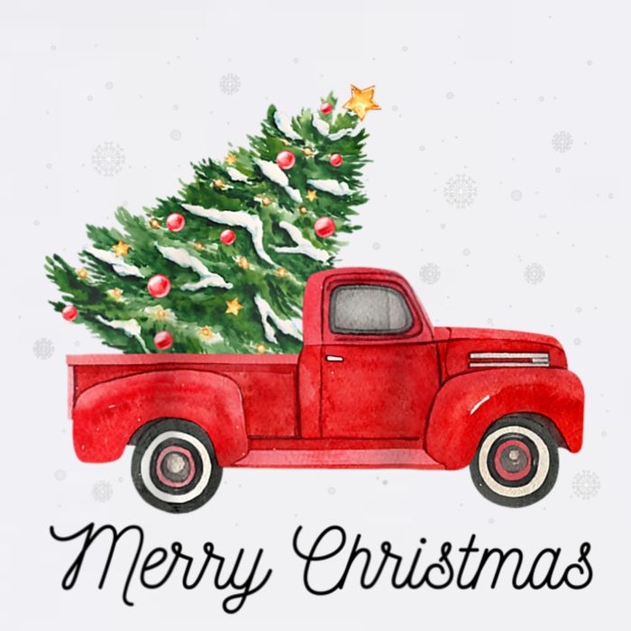 Vintage Red Truck With Merry Christmas Tree Raglan Baseball Toddler T-Shirt