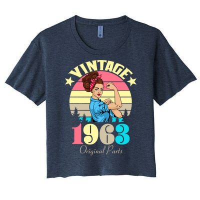 Vintage Rosie The Riveter 1963 Original Parts 60th Birthday Women's Crop Top Tee