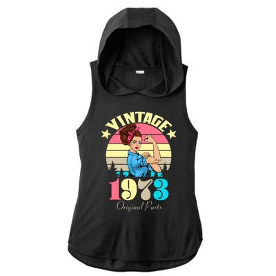 Vintage Rosie The Riveter 1973 Original Parts 50th Birthday Ladies PosiCharge Tri-Blend Wicking Draft Hoodie Tank