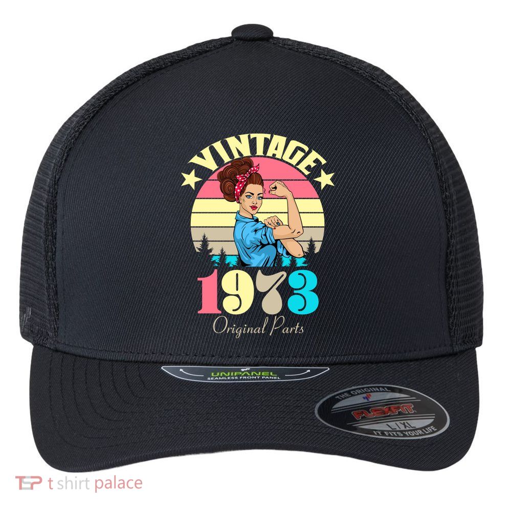 Vintage Rosie The Riveter 1973 Original Parts 50th Birthday Flexfit Unipanel Trucker Cap