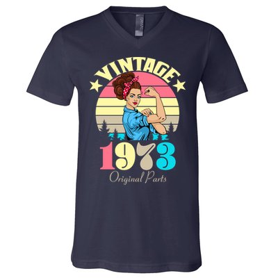 Vintage Rosie The Riveter 1973 Original Parts 50th Birthday V-Neck T-Shirt