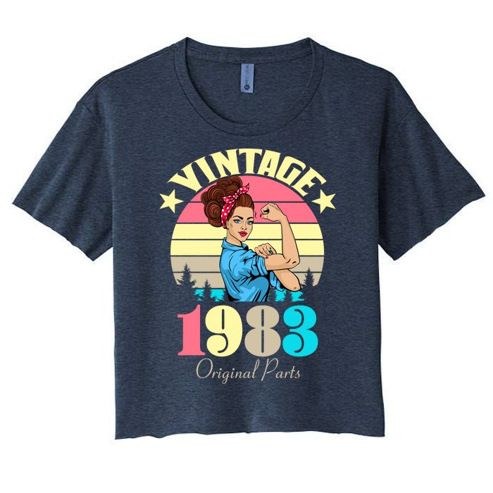 Vintage Rosie The Riveter 1983 Original Parts 40th Birthday Women's Crop Top Tee