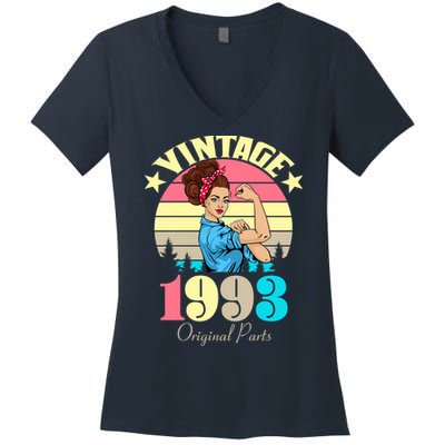 Vintage Rosie The Riveter 1993 Original Parts 30th Birthday Women's V-Neck T-Shirt