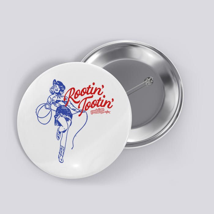 Vintage Rootin Tootin Good Time Western Cowgirl Girl Women Button