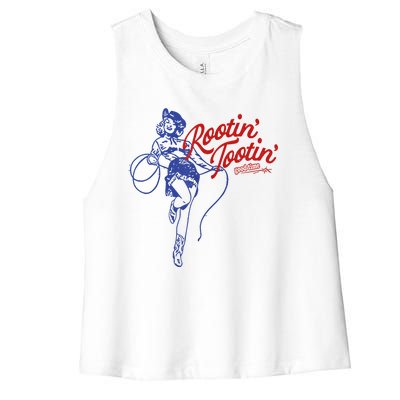 Vintage Rootin Tootin Good Time Western Cowgirl Girl Women Women's Racerback Cropped Tank