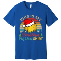 Vintage Retro This Is My Christmas Pajama Meaningful Gift Softball Meaningful Gi Premium T-Shirt