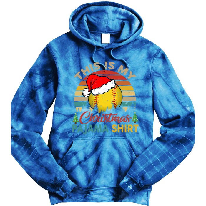 Vintage Retro This Is My Christmas Pajama Meaningful Gift Softball Meaningful Gi Tie Dye Hoodie