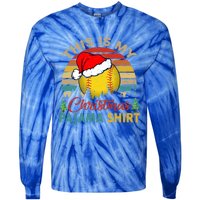 Vintage Retro This Is My Christmas Pajama Meaningful Gift Softball Meaningful Gi Tie-Dye Long Sleeve Shirt