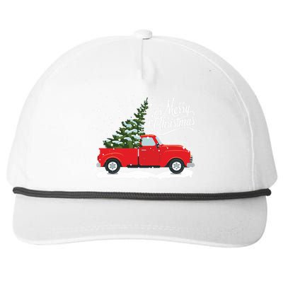 Vintage Red Truck Christmas Tree Long Sleeve Snapback Five-Panel Rope Hat