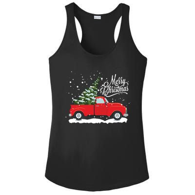 Vintage Red Truck Christmas Tree Long Sleeve Ladies PosiCharge Competitor Racerback Tank