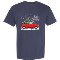 Vintage Red Truck Christmas Tree Long Sleeve Garment-Dyed Heavyweight T-Shirt