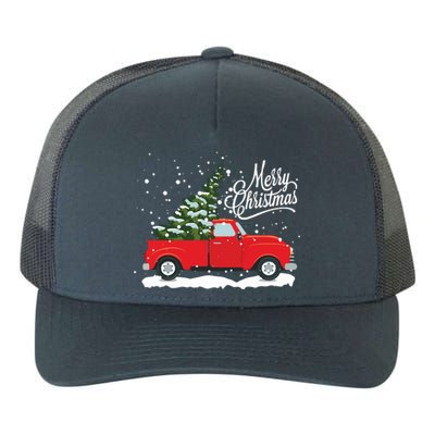 Vintage Red Truck Christmas Tree Long Sleeve Yupoong Adult 5-Panel Trucker Hat