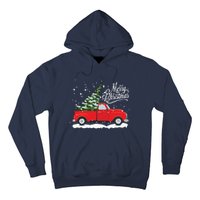 Vintage Red Truck Christmas Tree Long Sleeve Hoodie