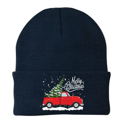 Vintage Red Truck Christmas Tree Long Sleeve Knit Cap Winter Beanie