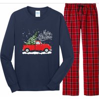 Vintage Red Truck Christmas Tree Long Sleeve Long Sleeve Pajama Set