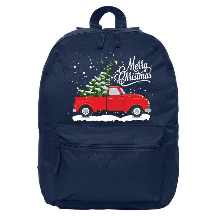 Vintage Red Truck Christmas Tree Long Sleeve 16 in Basic Backpack