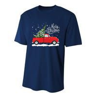 Vintage Red Truck Christmas Tree Long Sleeve Performance Sprint T-Shirt