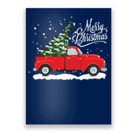 Vintage Red Truck Christmas Tree Long Sleeve Poster