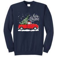 Vintage Red Truck Christmas Tree Long Sleeve Tall Sweatshirt