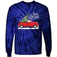 Vintage Red Truck Christmas Tree Long Sleeve Tie-Dye Long Sleeve Shirt