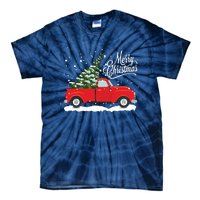 Vintage Red Truck Christmas Tree Long Sleeve Tie-Dye T-Shirt