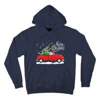 Vintage Red Truck Christmas Tree Long Sleeve Tall Hoodie