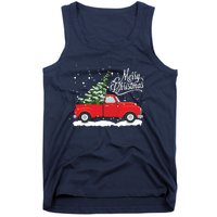 Vintage Red Truck Christmas Tree Long Sleeve Tank Top