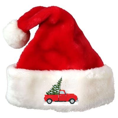 Vintage Red Truck Christmas Tree Long Sleeve Premium Christmas Santa Hat