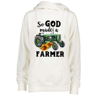 Vintage Retro Tractor God Made A Farmer Proud Farmer Farming Gift Womens Funnel Neck Pullover Hood