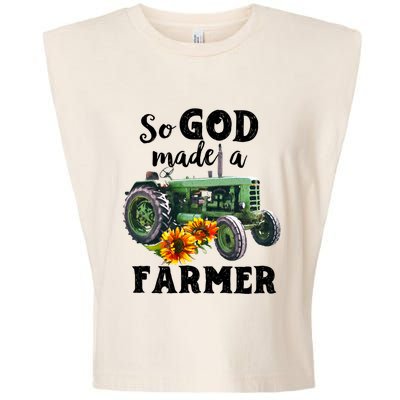 Vintage Retro Tractor God Made A Farmer Proud Farmer Farming Gift Garment-Dyed Women's Muscle Tee