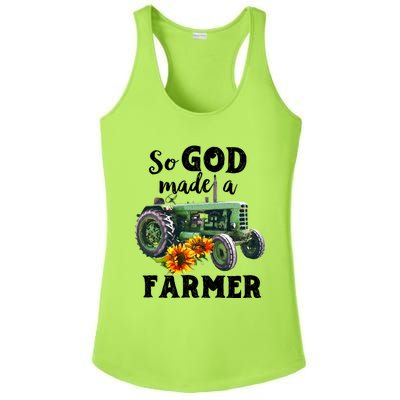 Vintage Retro Tractor God Made A Farmer Proud Farmer Farming Gift Ladies PosiCharge Competitor Racerback Tank