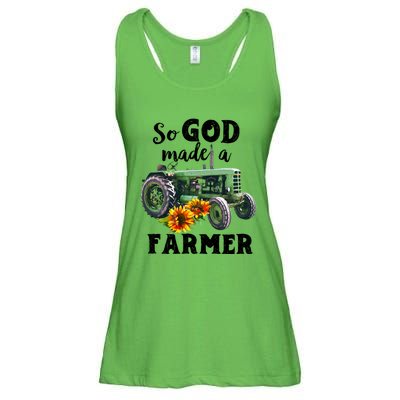 Vintage Retro Tractor God Made A Farmer Proud Farmer Farming Gift Ladies Essential Flowy Tank