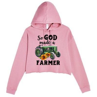 Vintage Retro Tractor God Made A Farmer Proud Farmer Farming Gift Crop Fleece Hoodie