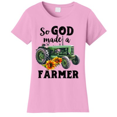 Vintage Retro Tractor God Made A Farmer Proud Farmer Farming Gift Women's T-Shirt