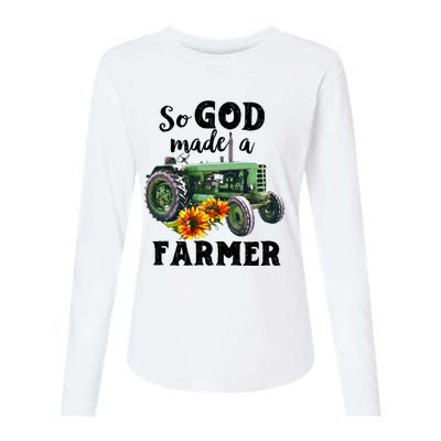 Vintage Retro Tractor God Made A Farmer Proud Farmer Farming Gift Womens Cotton Relaxed Long Sleeve T-Shirt