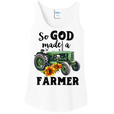 Vintage Retro Tractor God Made A Farmer Proud Farmer Farming Gift Ladies Essential Tank