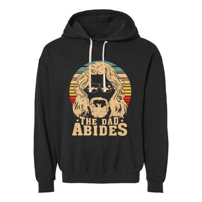 Vintage Retro The Dad Abides Funny Dad Fathers Day Garment-Dyed Fleece Hoodie