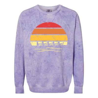 Vintage Rowing Team Rowboat Sculling Paddling Canoeing Oars Gift Colorblast Crewneck Sweatshirt