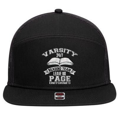Varsity Reading Team 24 7 Funny Book Lovers 7 Panel Mesh Trucker Snapback Hat