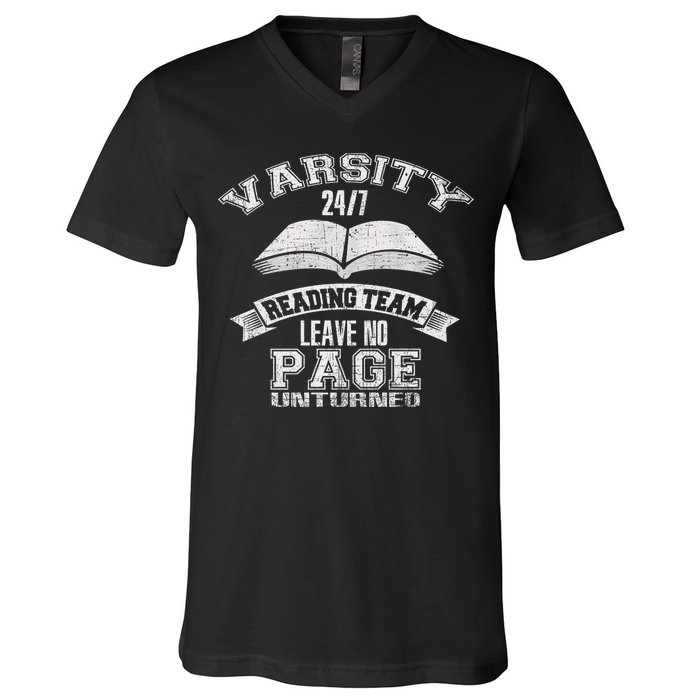 Varsity Reading Team 24 7 Funny Book Lovers V-Neck T-Shirt