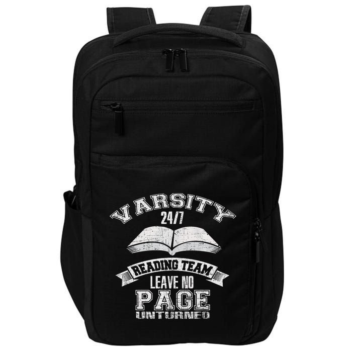 Varsity Reading Team 24 7 Funny Book Lovers Impact Tech Backpack