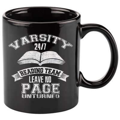 Varsity Reading Team 24 7 Funny Book Lovers 11oz C Handle Ceramic Mug
