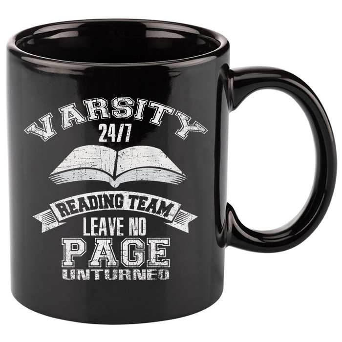 Varsity Reading Team 24 7 Funny Book Lovers 11oz C Handle Ceramic Mug