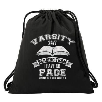 Varsity Reading Team 24 7 Funny Book Lovers Drawstring Bag